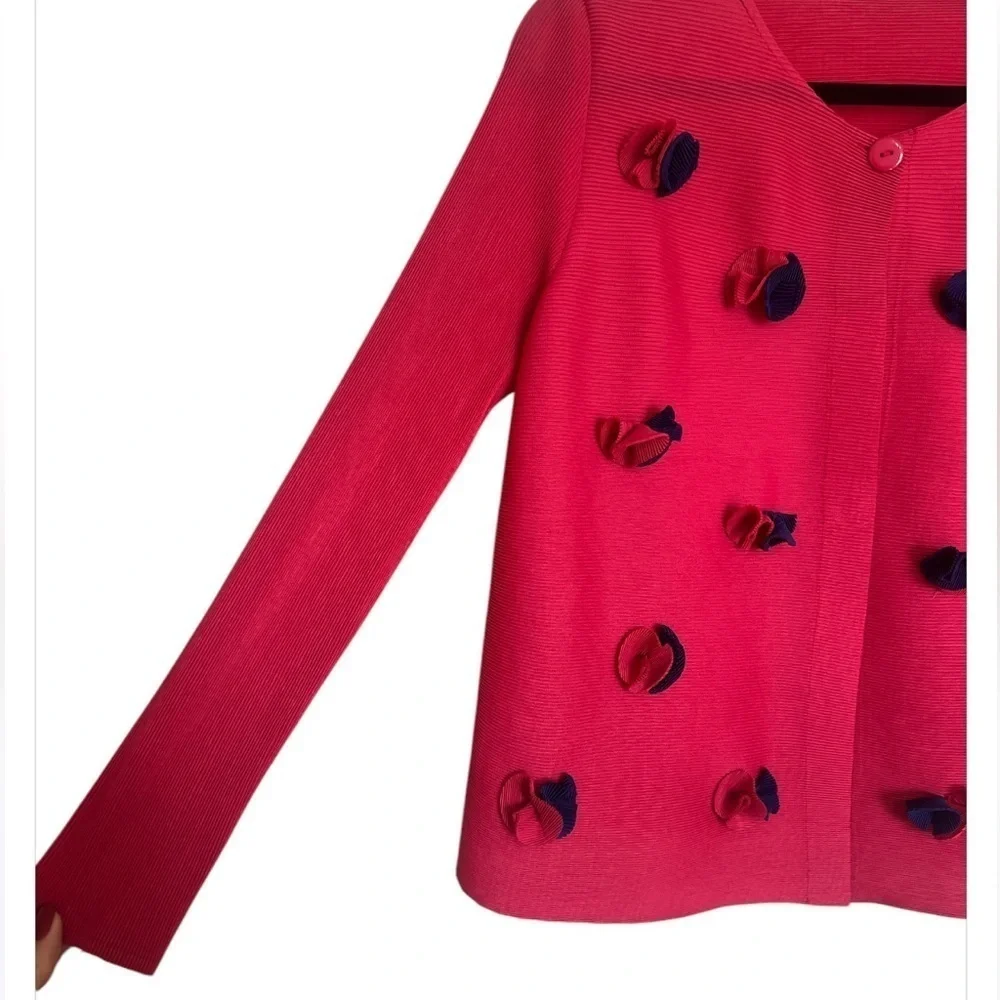 Pink Pleated Cardigan with Flowers - Picture 2 of 8